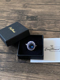 Craftuneed 925 silver plated navy blue zircon fine ring women jewellery gift