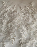 Craftuneed Bundle 6pcs Bridal Ivory Floral Lace Applique Sew On Embroidered Tulle Lace Motif Patch