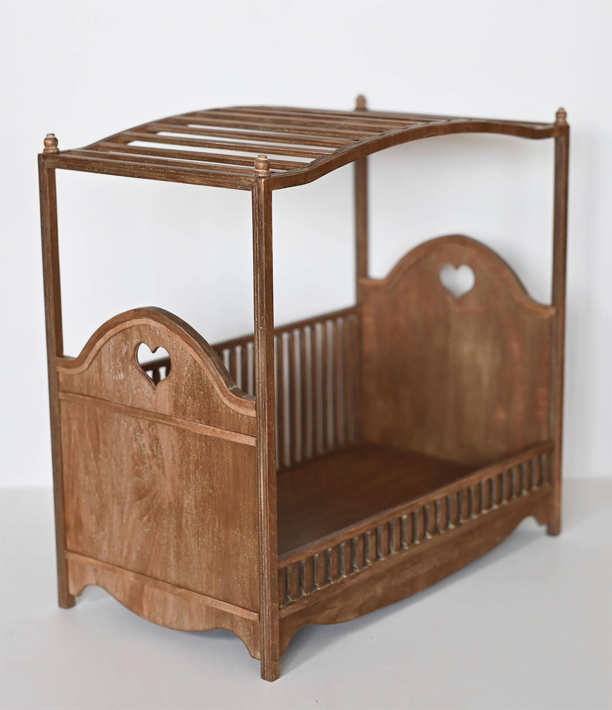 Craftuneed 1:6 miniature dollhouse Four Poster Bed Victorian Style Doll Wood Canopy Bed Furniture