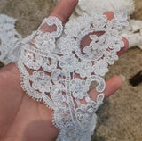 15.5 Yards Ivory Beaded Bridal Lace Trim Sequins Embroidered Lace Edge for Wedding DIY