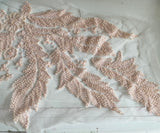 Craftuneed Bundle 2Pcs Luxury Light Blush Pink Sequin Lace Applique Beaded Floral Embroidered Patch for Dressmaking, Bridal, Dancewear