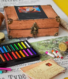 1:6 Scale Miniature Oil Pastel Set in Wooden Box Dollhouse Art Supplies, Tiny Crayons, Mini Painting Props Decor for Dolls