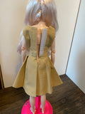 Craftuneed 1:6 miniature doll evening dress mini dollhouse V-Neck ball gown dress in Champagne Handmade