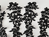 Craftuneed Bundle 6pcs black sew on lace applique embroidered floral lace motif patch