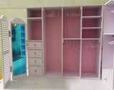 1:6 Scale Miniature Wardrobe Closet with Full-Length Mirror | Flat Pack Dollhouse Furniture
