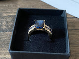 Craftuneed 925 silver plated navy rectangular zircon fine ring women jewellery gift