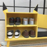 Craftuneed 1:12 Scale Dollhouse Shoe Rack & Bench Miniature Wooden Cute Yellow Entryway Shelf for Dolls