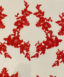 Bundle 6pcs red sew on lace applique motif floral embroidered lace motif patch