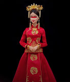 Craftuneed 1:6 Scale Chinese Style Traditional Doll Headpiece Earrings and Necklace Jewellery Set Miniature Asian Bridal Accessories