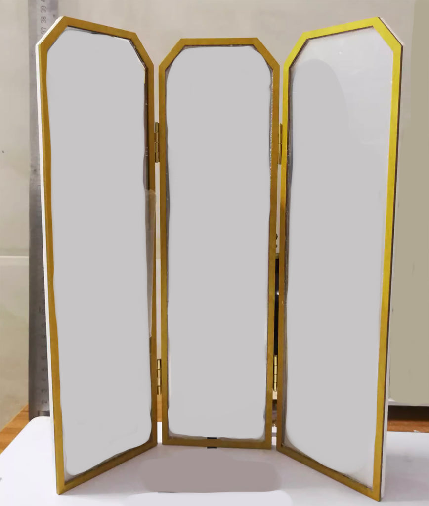 Craftuneed 1:6 scale Dollhouse Wooden Folding Screen Miniature Room Divider, Mirror Panel & Decorative Partition for Fashion Dolls