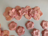 Bundle 11pcs Peach Pink Beaded Floral Motif sew on beads floral applique patch