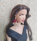 Craftuneed 1:6 Scale Miniature Doll Glamorous Drop Earrings Handmade Luxury dollhouse jewellery faux diamonds Earrings Accessories