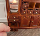 Craftuneed 1:12 Scale Miniature Dollhouse Wooden Wardrobe Cabinet with Drawers Baskets Mirror Victorian Style Doll Storage Furniture