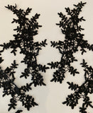 Craftuneed Bundle 6pcs black lace applique sew on bridal embroidered floral lace motif patch