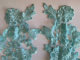 Craftuneed bundle 6pcs green blue sew on lace applique dress sewing floral lace motif patch