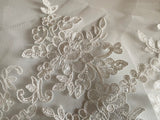 Craftuneed Bundle 6pcs Bridal Ivory Floral Lace Applique Sew On Embroidered Tulle Lace Motif Patch