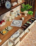 1:6 Scale Kitchen Sink Bar Counter Miniature Dollhouse Kitchen Wooden Countertop with Sink & Shelves Cabinet Furniture