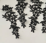 Craftuneed Bundle 6pcs black sew on lace applique embroidered floral lace motif patch