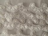 Craftuneed Job lot 4 yards ivory floral tulle lace trim sew on bridal embroidered lace trimming