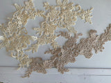 Champagne Cream Ivory lace applique Bundle 7pcs sew on embroidered floral motif patch
