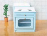 Craftuneed 1:12 Scale Dollhouse Kitchen Furniture Set Miniature Light Blue Wooden Cabinets with Sink Stove Oven Storage Units For Dolls
