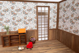 1:6 Scale Handmade Miniature Dollhouse Room Kit - Flat Pack Walnut Wooden Wall & Floor Scene
