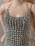 Craftuneed 1:6 miniature doll rhinestone mini dress dollhouse luxury sexy party dress Handmade