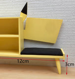 Craftuneed 1:12 Scale Dollhouse Shoe Rack & Bench Miniature Wooden Cute Yellow Entryway Shelf for Dolls