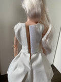 Craftuneed 1:6 miniature doll white evening dress mini dollhouse V-Neck party ball gown dress Handmade