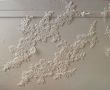 Craftuneed Bundle 6pcs bridal ivory sew on lace applique embroidered floral lace motif patch