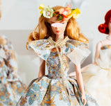 Craftuneed 1:6 Miniature Doll Dress Victorian Princess Floral Gown with Sunflower Print Elegant Handmade Outfit For Collectible Dolls