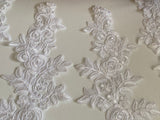 Bundle 6pcs white floral lace applique sew on embroidered tulle lace motif patch