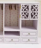 Craftuneed 1:12 scale Miniature White Wardrobe with Drawers Shelves Dollhouse Closet Storage Cabinet Furniture For Dolls