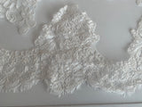 Craftuneed Bundle 4pcs ivory embroidered lace trims sew on floral lace applique tulle motif patch