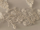 Craftuneed Bundle 10pcs ivory white floral sequins lace applique motif patch sew on lace trim