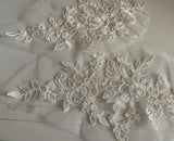 Craftuneed Bundle 6pcs Bridal Ivory Floral Lace Applique Sew On Embroidered Tulle Lace Motif Patch