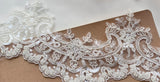 10 Yards Ivory Beaded Sequin Lace Trim - Embroidered Floral Tulle Lace for Bridal Sewing DIY Craft