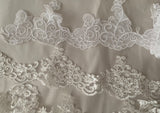 Craftuneed job lot 4pcs ivory and white floral lace trim sew on tulle bridal lace trimming