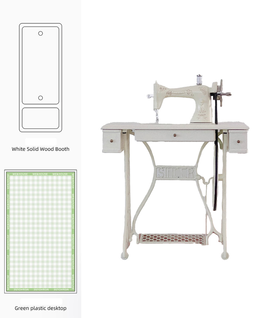 Craftuneed 1:6 Scale Doll Vintage Sewing Machine Miniature Sewing Table Chair Sewing Scissors Dollhouse Furniture Accessory