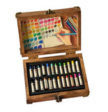 1:6 Scale Miniature Oil Pastel Set in Wooden Box Dollhouse Art Supplies, Tiny Crayons, Mini Painting Props Decor for Dolls