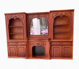 Craftuneed 1:12 Scale Miniature Dollhouse Victorian Style Fireplace Display Cabinet with Shelves & Mirror Doll Storage Furniture