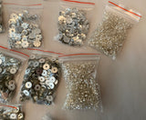 Craftuneed Job lot 16packs sew on flat base circle floral rhinestones silver tube beads