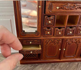 Craftuneed 1:12 Scale Miniature Dollhouse Wooden Wardrobe Cabinet with Drawers Baskets Mirror Victorian Style Doll Storage Furniture