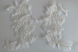 Craftuneed Bundle 10pcs ivory lace applique sew on embroidered floral tulle lace motif patch