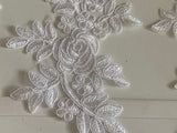 Bundle 6pcs white floral lace applique sew on embroidered tulle lace motif patch