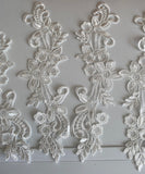Bundle 6pcs ivory sew on lace applique embroidered floral tulle lace motif patch