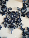 Craftuneed Bundle 4pcs navy tulle lace applique sew on embroidered floral lace motif patch