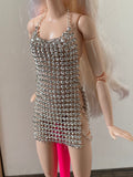 Craftuneed 1:6 miniature doll rhinestone mini dress dollhouse luxury sexy party dress Handmade