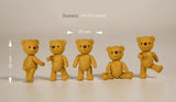 Craftuneed 1:12 Scale Limited Edition Set of 5 Miniature Poseable Teddy Bears Dollhouse Moveable Jointed Bear Figurines for Doll Scen