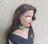 Craftuneed 1:6 Scale Miniature Doll Glamorous Drop Earrings Handmade Luxury dollhouse jewellery faux diamonds Earrings Accessories